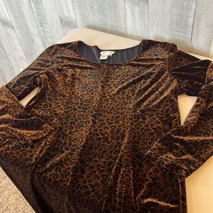 Cold water Creek Velour Leopard Print‎ Stretchy Dress Size 14